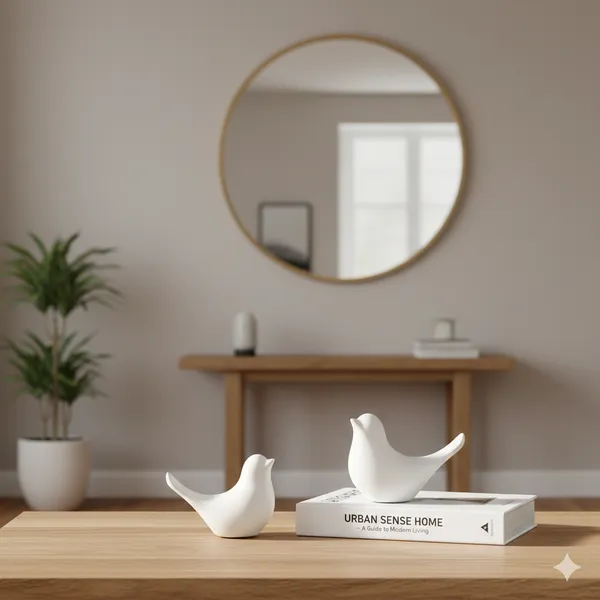 White_Ceramic_Birds_Urban_Tweets_Figurine_Set_of_2_|_Modern_Decorative_Showpieces