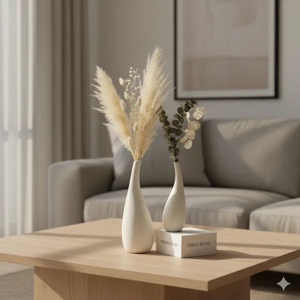 White_Ceramic_Wave_Vase_Set_of_2_|_Modern_Decorative_Flower_Vases_for_Living_Room_&_Bedroom