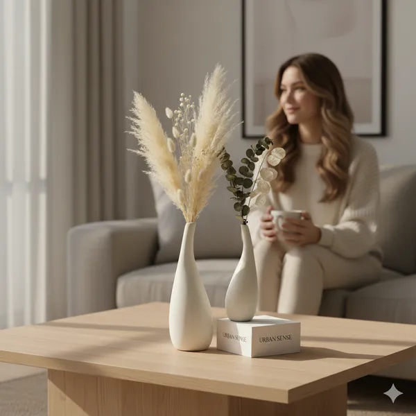 White_Ceramic_Wave_Vase_Set_of_2_|_Modern_Decorative_Flower_Vases_for_Living_Room_&_Bedroom