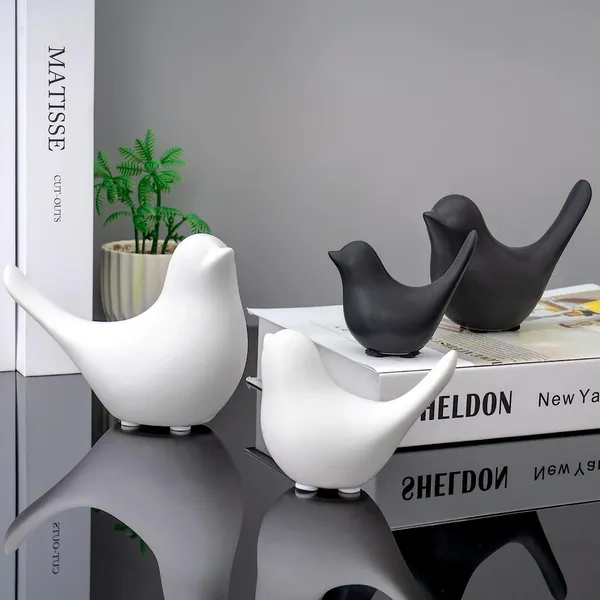 Ceramic_Birds_Figurine_Set_of_4_|_Blessing_Bird_Decorative_Showpieces_(2_Black,_2_White)