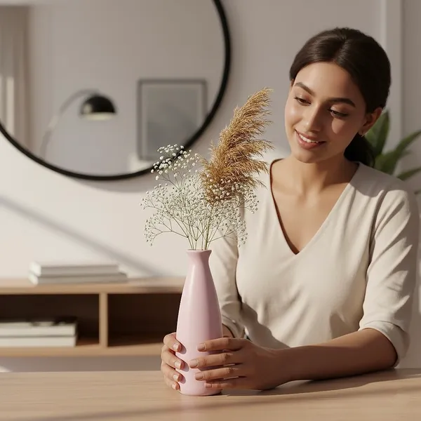 Light_Pink_Ceramic_Triangular_Bottle_Vase_|_Modern_Decorative_Flower_Vase_for_Home_Decor