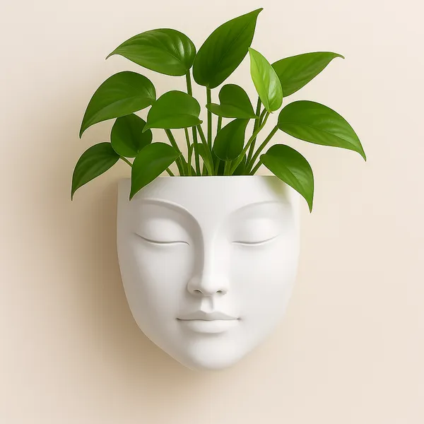 Wall_Hanging_Lady_Face_Planter_Resin_|_White_Decorative_Plant_Holder_for_Balcony_&_Entrance