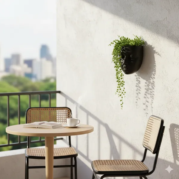 Sumukhi_|_Black_Ceramic_Lady_Face_Wall_Hanging_Planter_Vase_|_Decorative_Home_&_Balcony_Flower_Pot