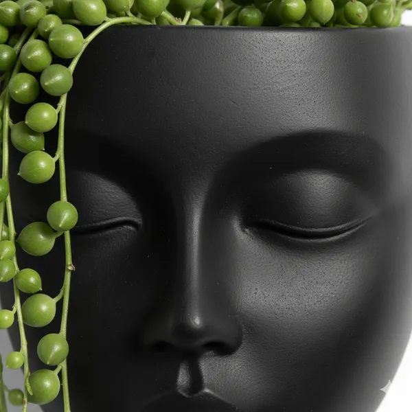 Sumukhi_|_Black_Ceramic_Lady_Face_Wall_Hanging_Planter_Vase_|_Decorative_Home_&_Balcony_Flower_Pot