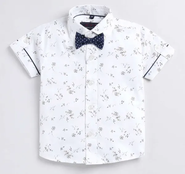 White_Cotton_Blend_Text_Print_Casual_Shirt_Shorts_For_Baby_Boys_&_Girls