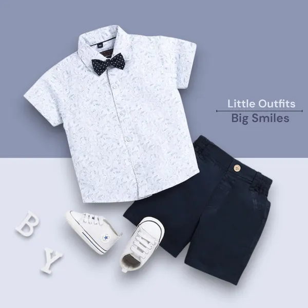 Sky_Cotton_Blend_Text_Print_Casual_Shirt_&_Shorts_For_Baby_Boys_&_Girls