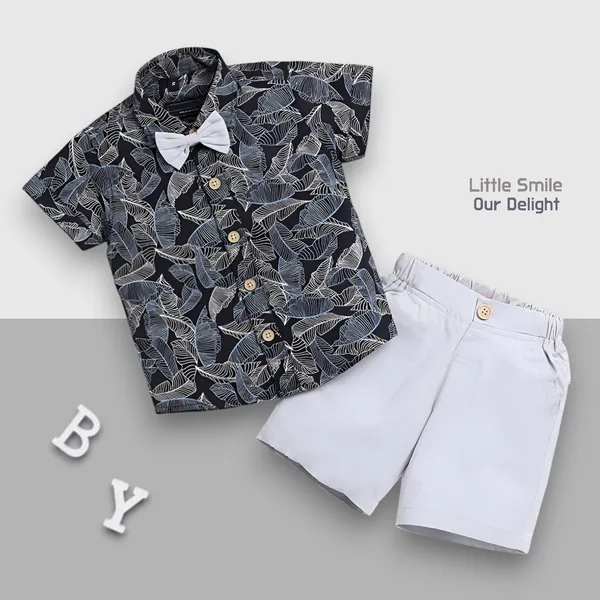 Blackpatti_Cotton_Blend_Text_Print_Casual_Shirt_&_Shorts_For_Baby_Boys_&_Girls