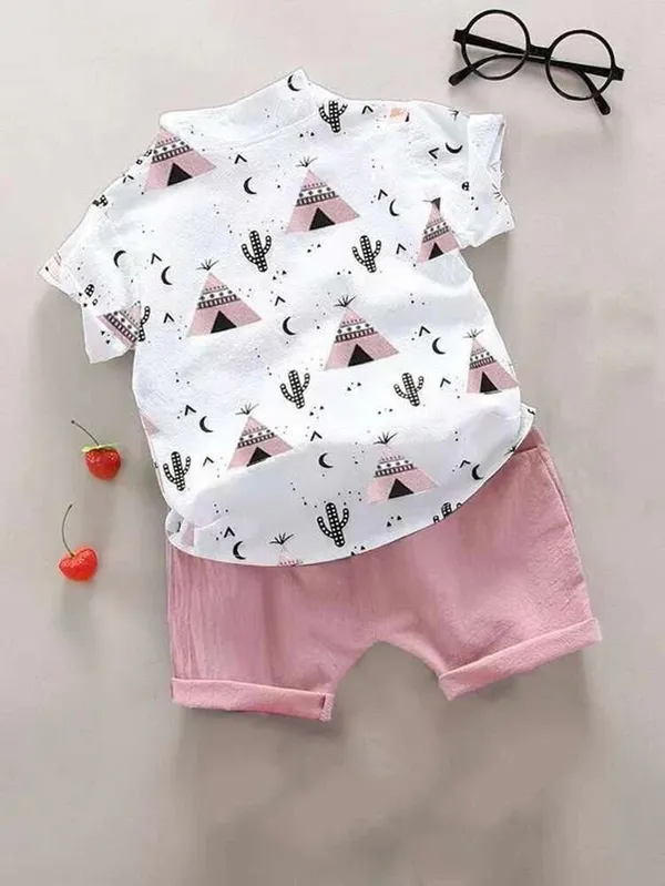 Pink_Cotton_Blend_Text_Print_Casual_Shirt_Shorts_For_Baby_Boys_&_Girls