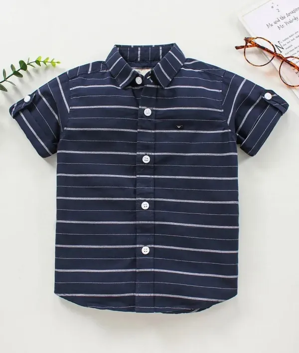 Pack_Of_2_|_T.Blue_&_Rainbow_Cotton_Blend_Casual_Printed_Half_Sleeve_Shirts_Baby_Boys_&_Girls