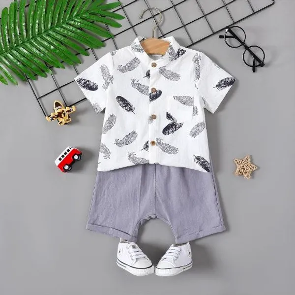 White-Grey_Cotton_Blend_Text_Print_Casual_Shirt_Shorts_For_Baby_Boys_&_Girls