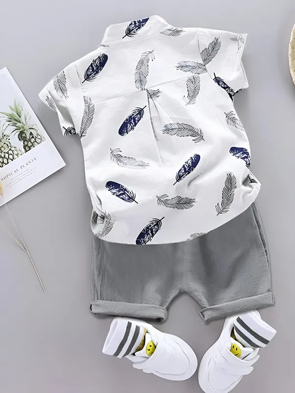 Sky_Blue_Cotton_Blend_Text_Print_Casual_Shirt_Shorts_For_Baby_Boys_&_Girls