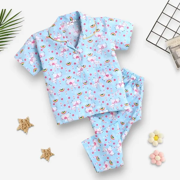 Sky_Blue_Nylon_Striped_Printed_Top_&_Pyjama_Set_For_Baby_Girls