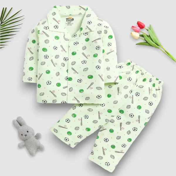 Light_Green_Nylon_Striped_Printed_Top_&_Pyjama_Set_For_Baby_Girls