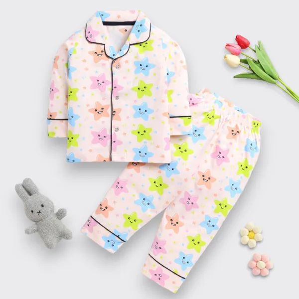 Multicolor_Nylon_Striped_Printed_Top_&_Pyjama_Set_For_Baby_Girls