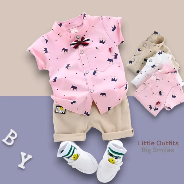 Pink_Cotton_Blend_Text_Print_Casual_Shirt_Shorts_For_Baby_Boys_&_Girls