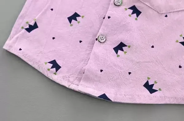 Pink-Blue_Cotton_Blend_Text_Print_Casual_Shirt_&_Shorts_For_Baby_Boys_&_Girls