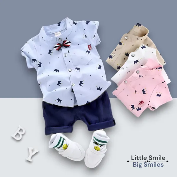 Sky-Blue_Cotton_Blend_Text_Print_Casual_Shirt_Shorts_For_Baby_Boys_&_Girls