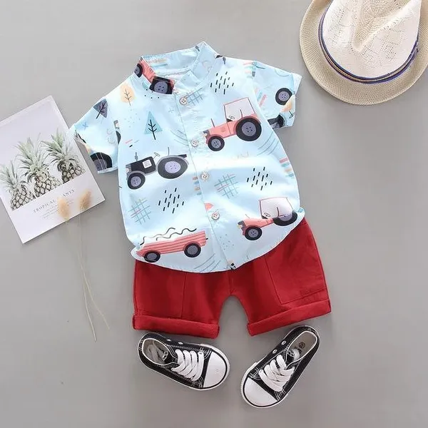 Tractor_Sky_Cotton_Blend_Text_Print_Casual_Shirt_Shorts_For_Baby_Boys_&_Girls