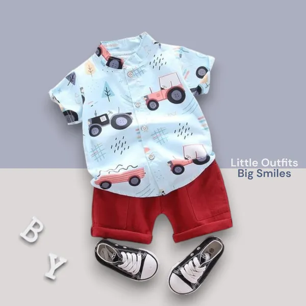 Tractor_Sky_Cotton_Blend_Text_Print_Casual_Shirt_Shorts_For_Baby_Boys_&_Girls