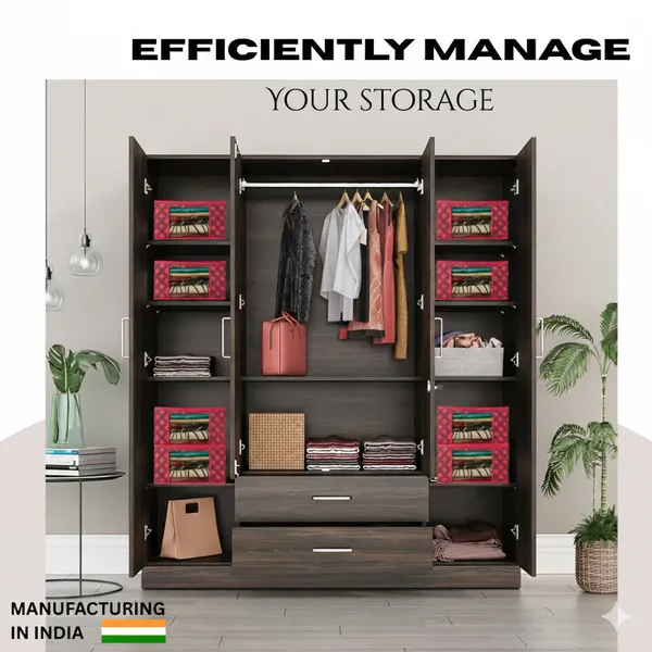 Red_Space_Saving_Storage_Box_For_Clothes_&_Home_Linen_Organizer_(Pack_Of_10)