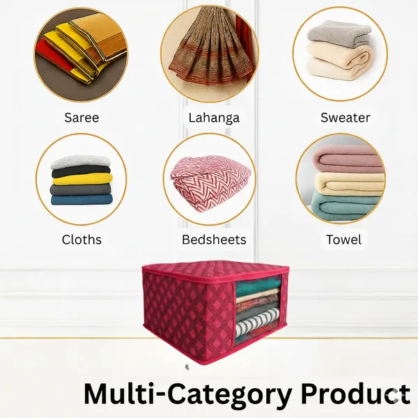 Red_Space_Saving_Storage_Box_For_Clothes_&_Home_Linen_Organizer_(Pack_Of_3)
