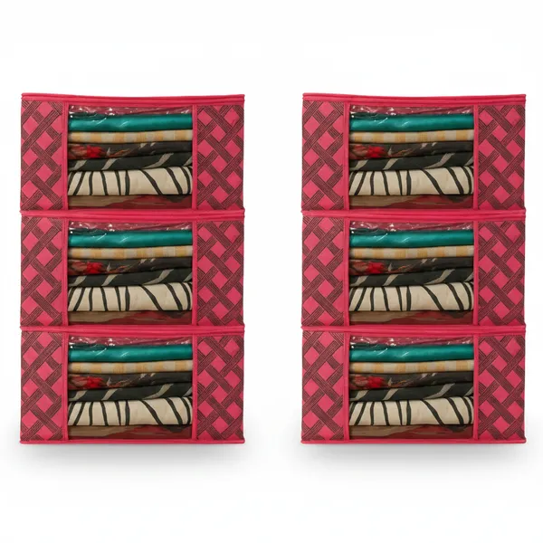 Red_Space_Saving_Storage_Box_For_Clothes_&_Home_Linen_Organizer_(Pack_Of_6)