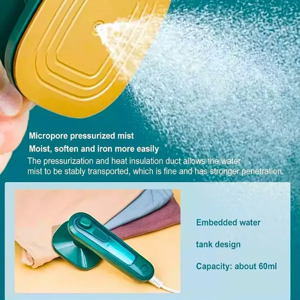 Green_Portable_Travel_Steamer_For_Clothes_Handheld_Mini_Iron_Dry_&_Wet_Ironing_Small_Size_Suitable_For_Outing_&_Home