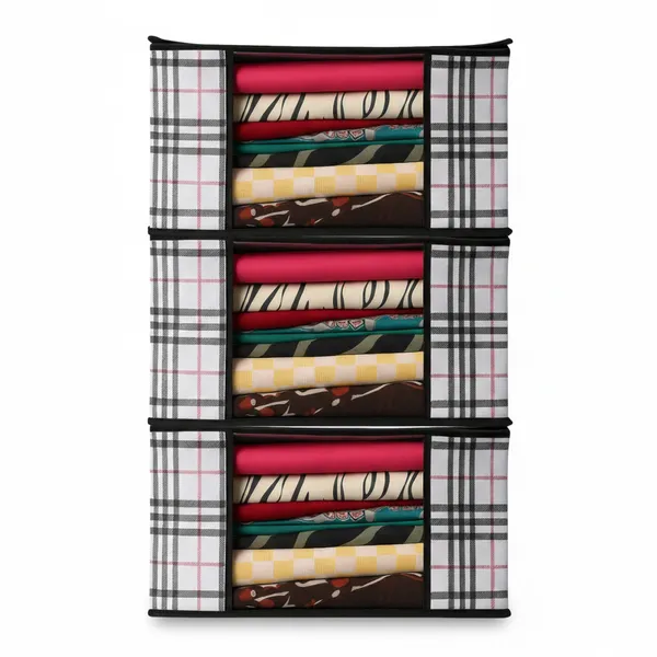 White_And_Black_Modern_Fabric_Clothes_Storage_Box_Home_&_Closet_Organizer_(Pack_Of_3)