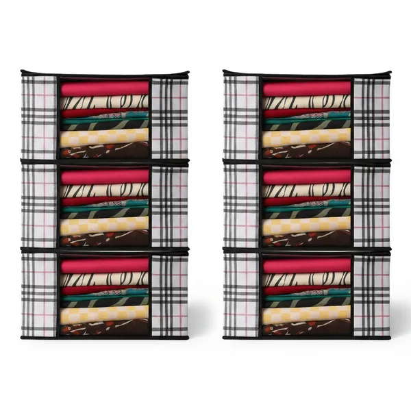 White_And_Black_Modern_Fabric_Clothes_Storage_Box_Home_&_Closet_Organizer_(Pack_Of_6)
