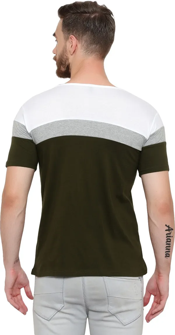 Pure_Cotton_Short_Sleeve_Colorblock_Round_Neck_Regular_T-Shirt_For_Men