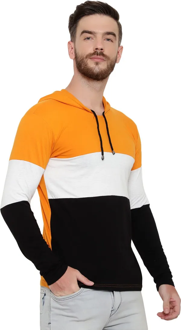 Pure_Cotton_Full_Sleeve_Colorblock_Hooded_Neck_Regular_T-Shirt_For_Men