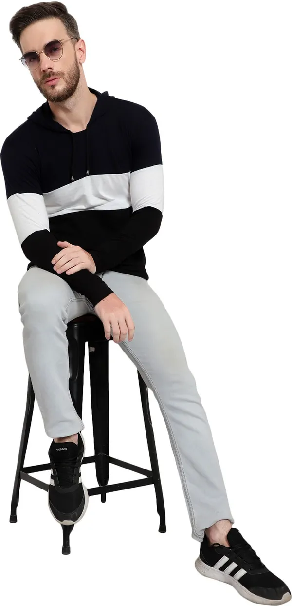 Pure_Cotton_Full_Sleeve_Colorblock_Hooded_Neck_Regular_T-Shirt_For_Men