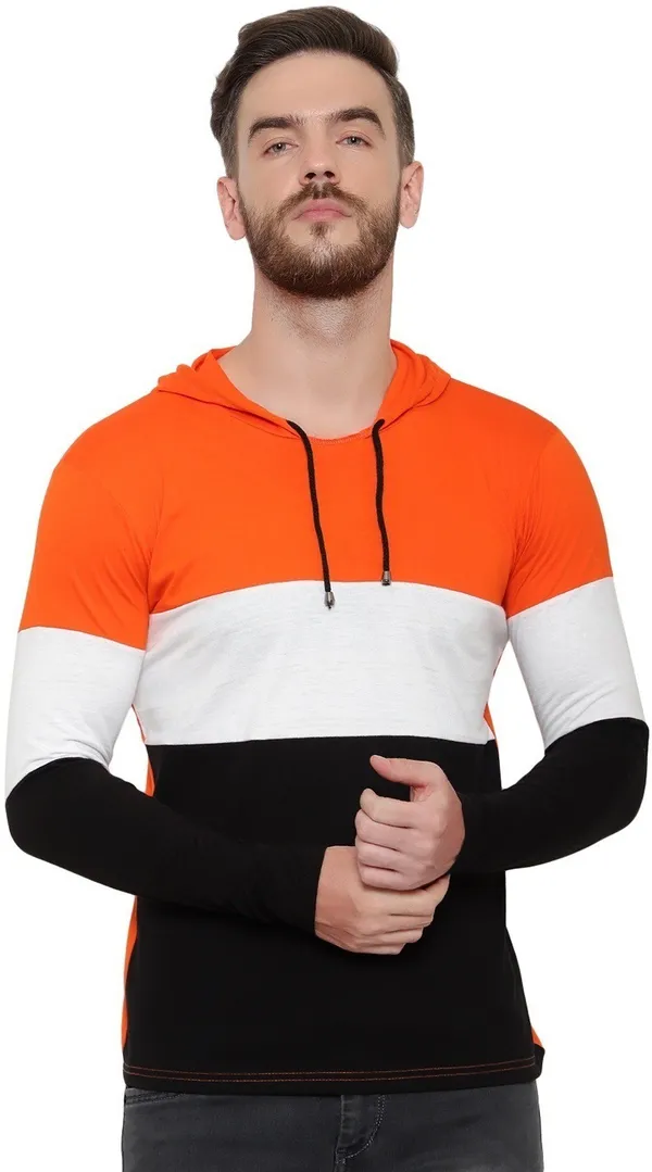 Pure_Cotton_Full_Sleeve_Colorblock_Hooded_Neck_Regular_T-Shirt_For_Men