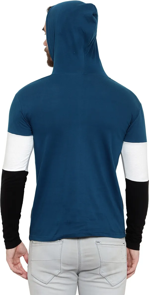 Pure_Cotton_Full_Sleeve_Colorblock_Hooded_Neck_Regular_T-Shirt_For_Men