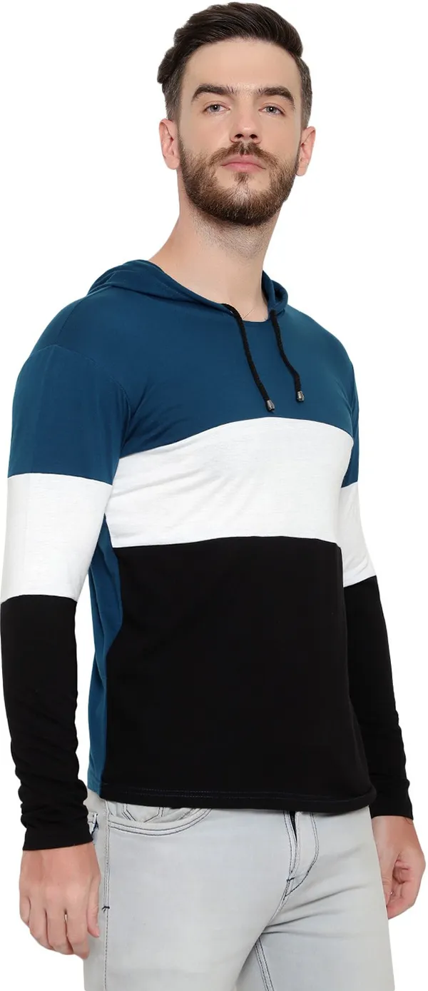 Pure_Cotton_Full_Sleeve_Colorblock_Hooded_Neck_Regular_T-Shirt_For_Men