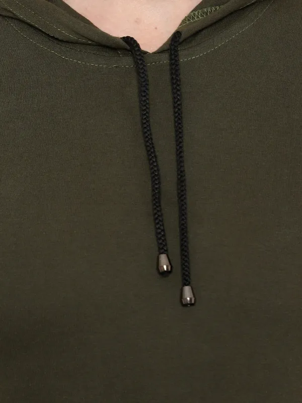 Dark_Green_Cotton_Blend_Sleeveless_Solid_Hooded_Neck_Regular_T-Shirt_For_Men