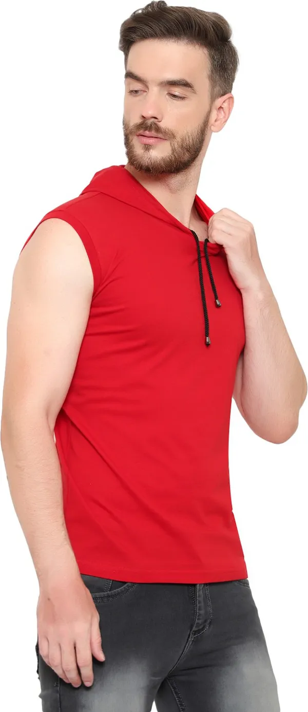Red_Cotton_Blend_Sleeveless_Solid_Hooded_Neck_Regular_T-Shirt_For_Men
