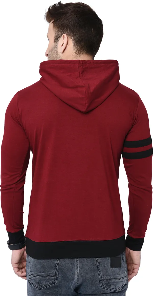 Maroon_&_Black_Cotton_Blend_Full_Sleeve_Striped_Hooded_Neck_Regular_T-Shirt_For_Men