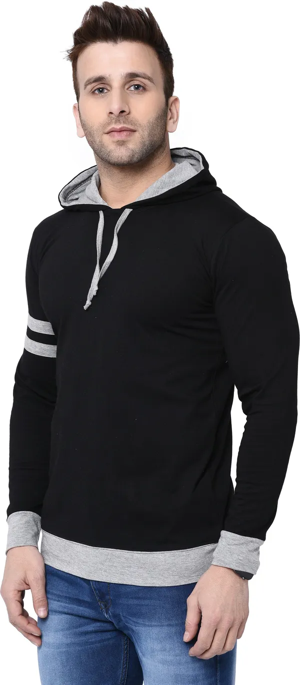 Black_&_Grey_Cotton_Blend_Full_Sleeve_Striped_Hooded_Neck_Regular_T-Shirt_For_Men