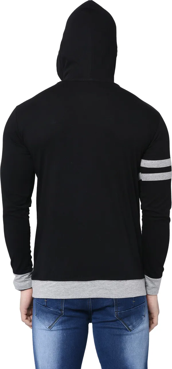 Black_&_Grey_Cotton_Blend_Full_Sleeve_Striped_Hooded_Neck_Regular_T-Shirt_For_Men