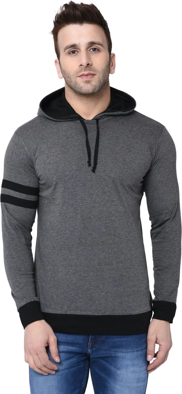 Black_&_Grey_Cotton_Blend_Full_Sleeve_Striped_Hooded_Neck_Regular_T-Shirt_For_Men