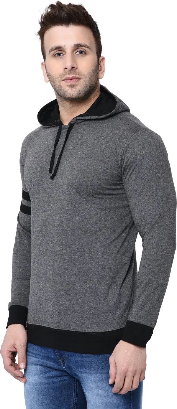 Black_&_Grey_Cotton_Blend_Full_Sleeve_Striped_Hooded_Neck_Regular_T-Shirt_For_Men