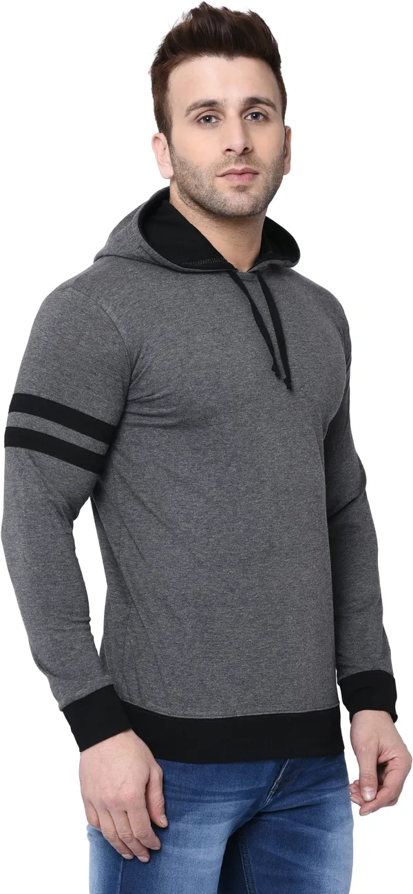 Black_&_Grey_Cotton_Blend_Full_Sleeve_Striped_Hooded_Neck_Regular_T-Shirt_For_Men