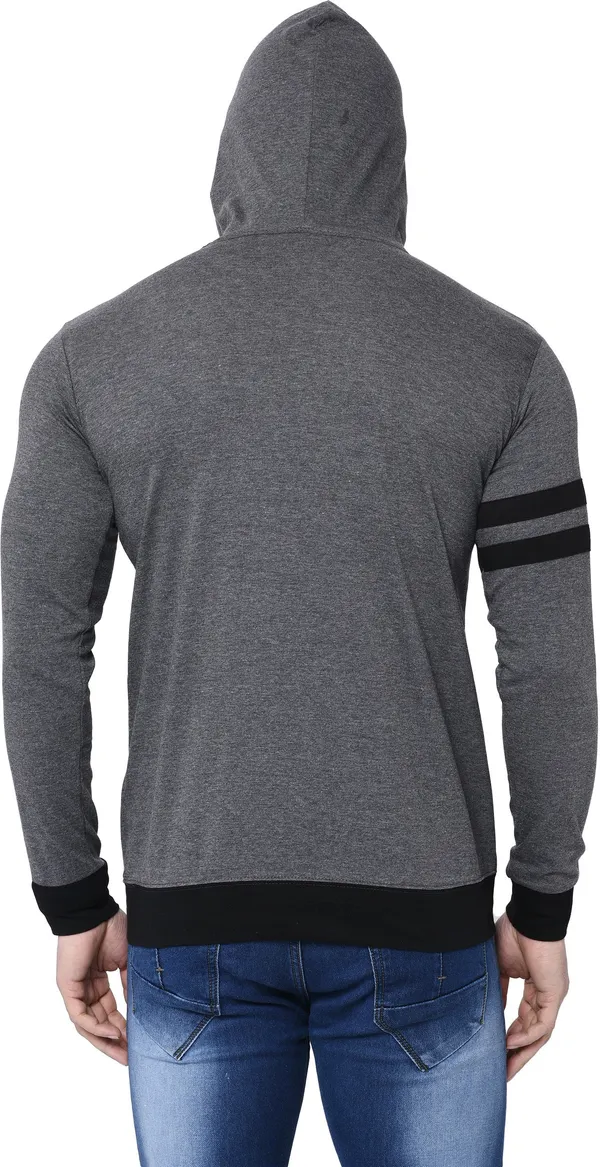 Black_&_Grey_Cotton_Blend_Full_Sleeve_Striped_Hooded_Neck_Regular_T-Shirt_For_Men