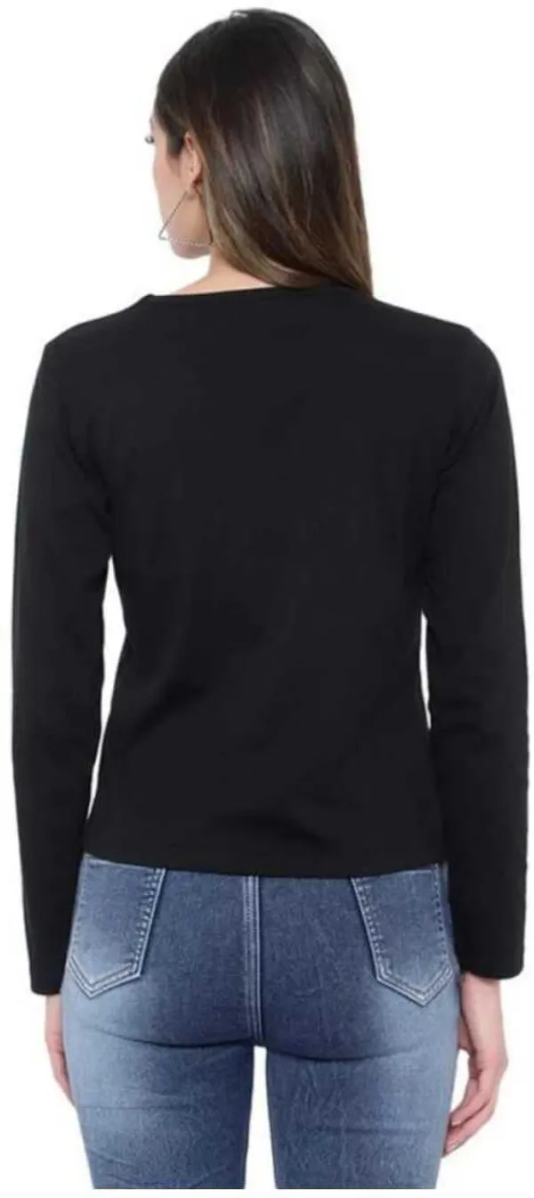 Cotton_Blend_Full_Sleeve_Solid_V_Neck_Comfort_Fit_T-Shirt_For_Women