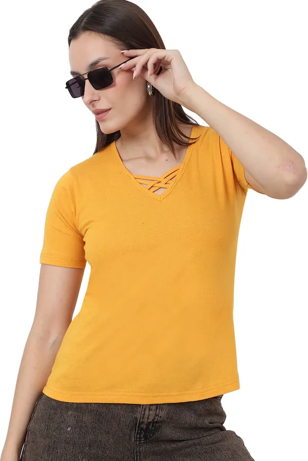 Cotton_Blend_Full_Sleeve_Solid_V_Neck_Comfort_Fit_T-Shirt_For_Women_(pack_Of_2)