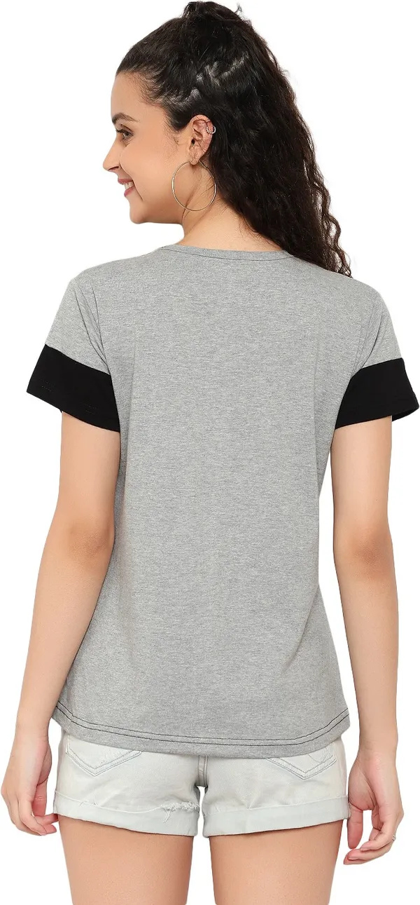 Silver_Pure_Cotton_Short_Sleeve_Colorblock_Round_Neck_Regular_T-Shirt_For_Women