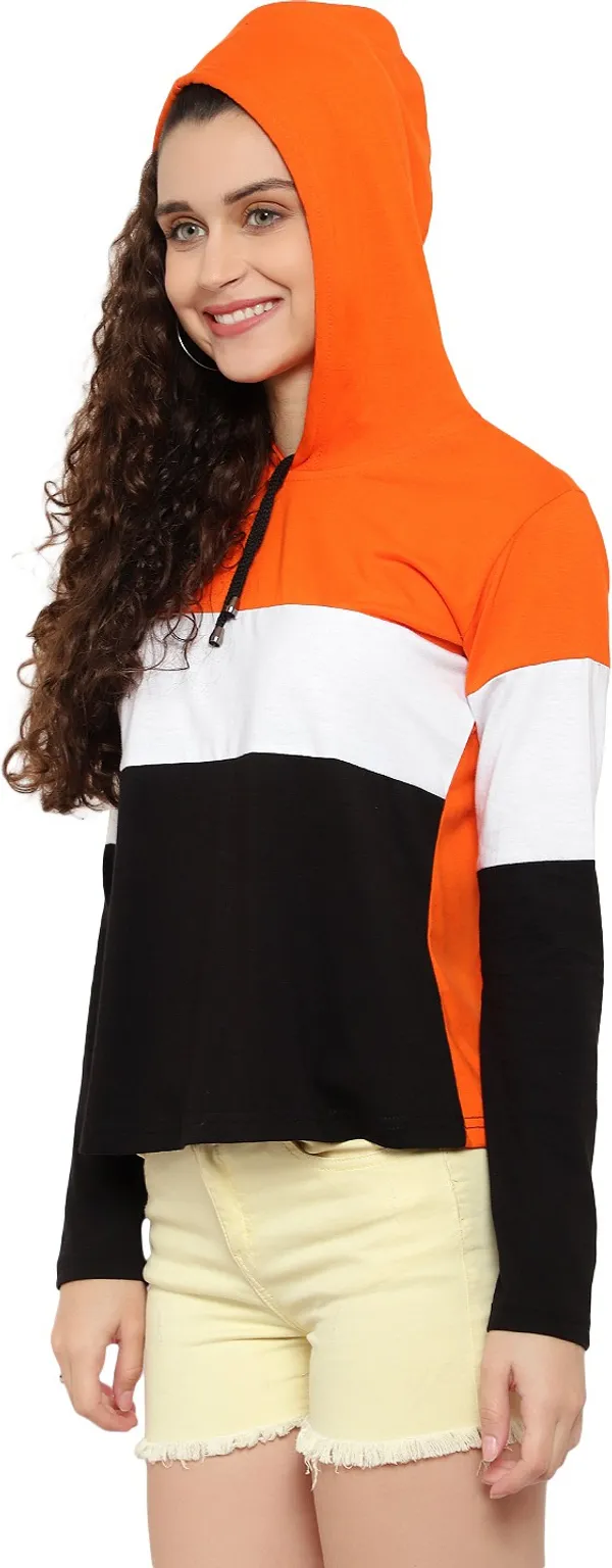 Orange_Pure_Cotton_Full_Sleeve_Colorblock_Hooded_Neck_Regular_T-Shirt_For_Women