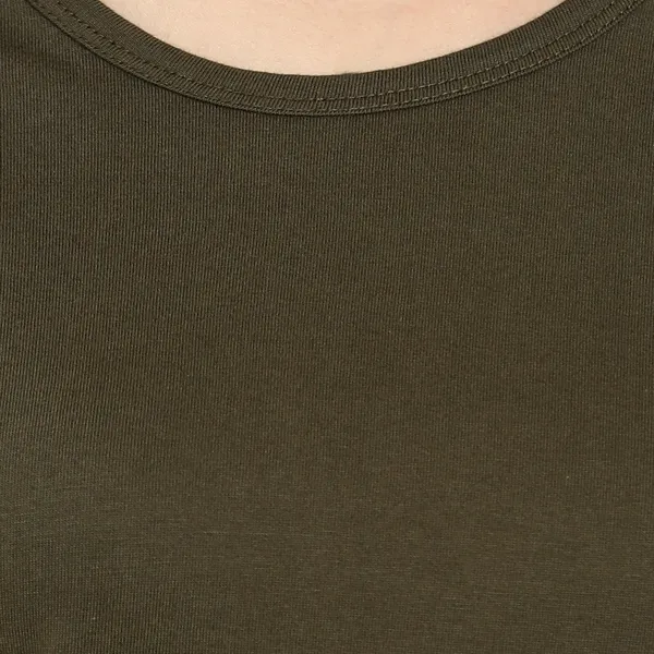 Dark_Green_Pure_Cotton_Short_Sleeve_Colorblock_Round_Neck_Regular_T-Shirt_For_Women