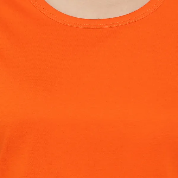 Orange_Pure_Cotton_Short_Sleeve_Colorblock_Round_Neck_Regular_T-Shirt_For_Women